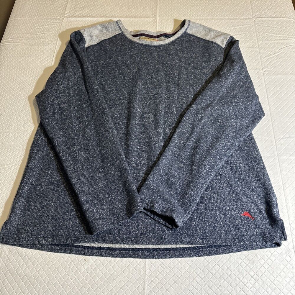 Tommy Bahama Mens Sweatshirt 2XL Blue Gray Pullover Crew Neck Lightweight Fleece